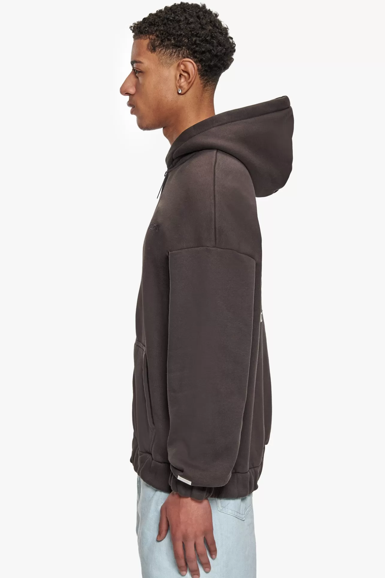 Dropsize SUPER HEAVY OVERSIZE WORK SMART ZIP-HOODIE WASHED BLACK* Zips