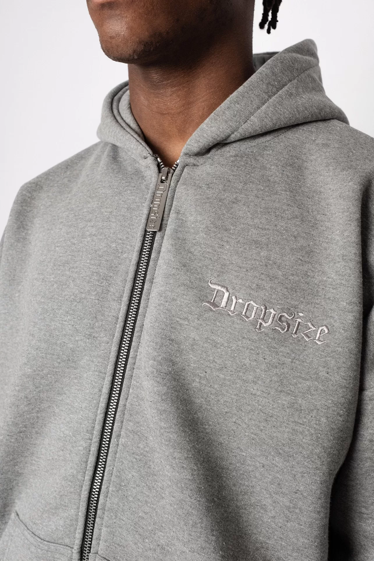 Dropsize SUPER HEAVY OVERSIZED BLANK ZIP HOODIE DARK GRAY* Zips