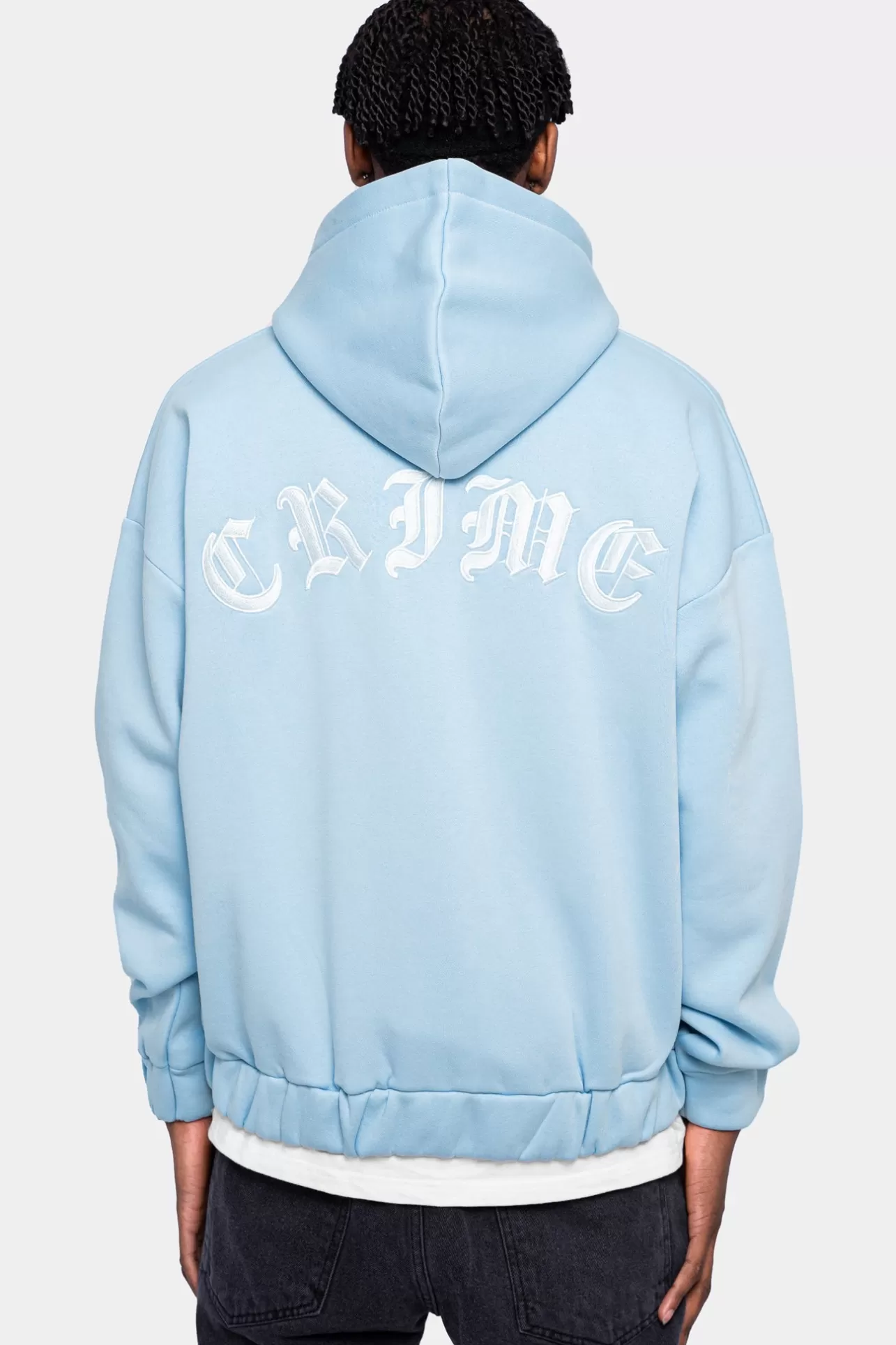 Dropsize SUPER HEAVY OVERSIZED CRIME ZIP HOODIE BABY BLUE* Zips