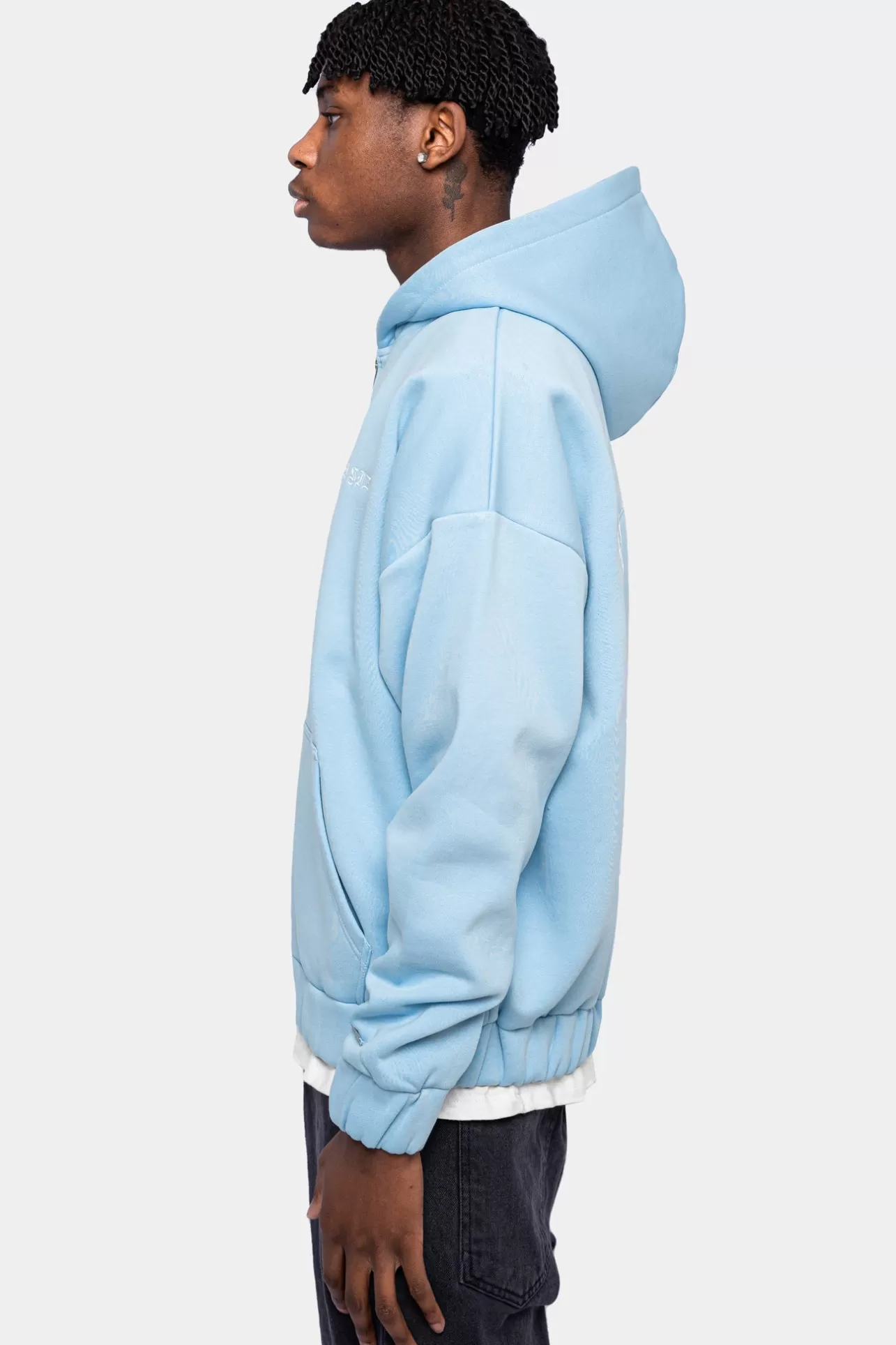 Dropsize SUPER HEAVY OVERSIZED CRIME ZIP HOODIE BABY BLUE* Zips