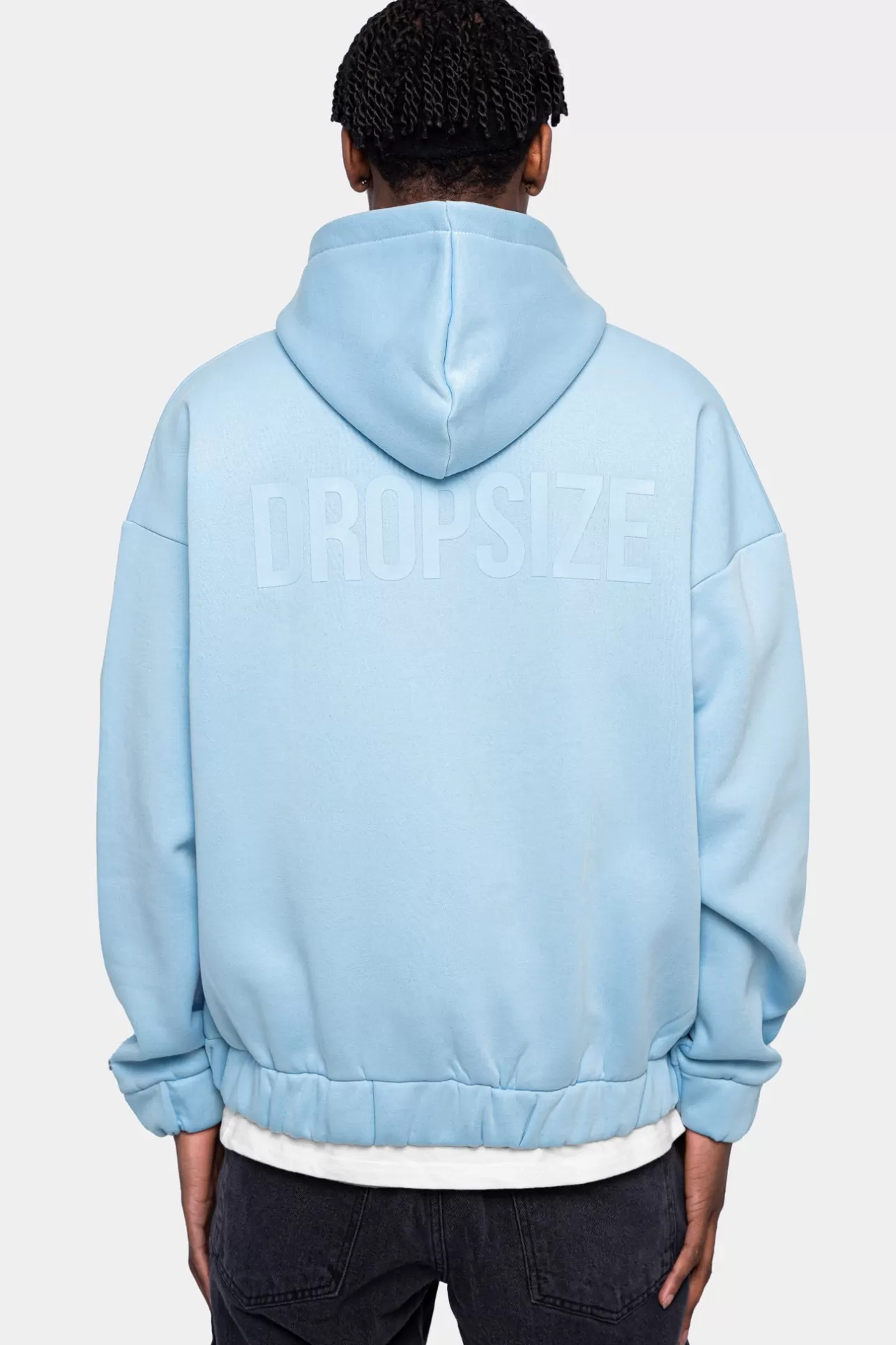 Dropsize SUPER HEAVY OVERSIZED HD PRINT ZIP HOODIE BABY BLUE* Zips