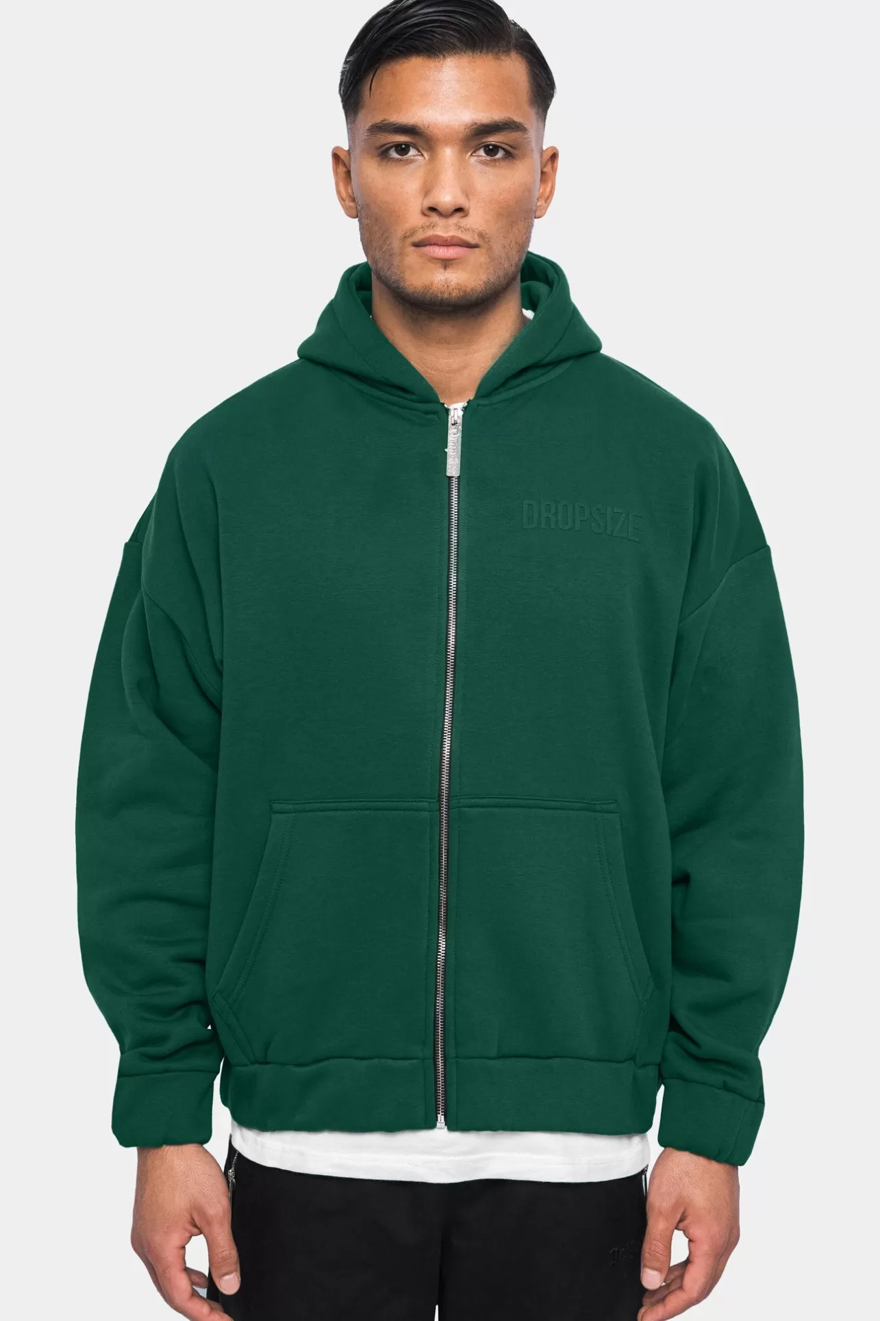 Dropsize SUPER HEAVY OVERSIZED HD PRINT ZIP HOODIE GREEN* Zips