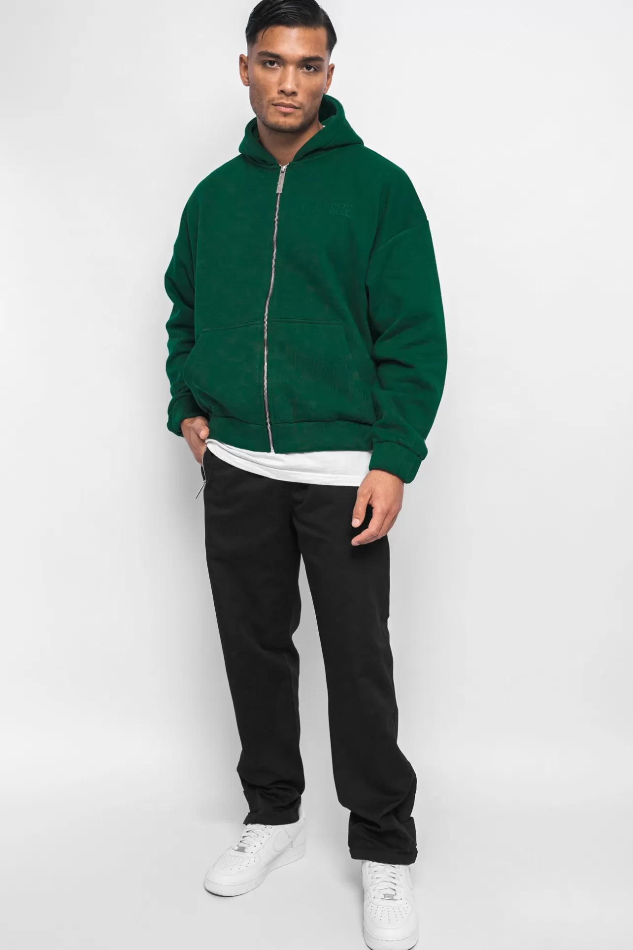 Dropsize SUPER HEAVY OVERSIZED HD PRINT ZIP HOODIE GREEN* Zips