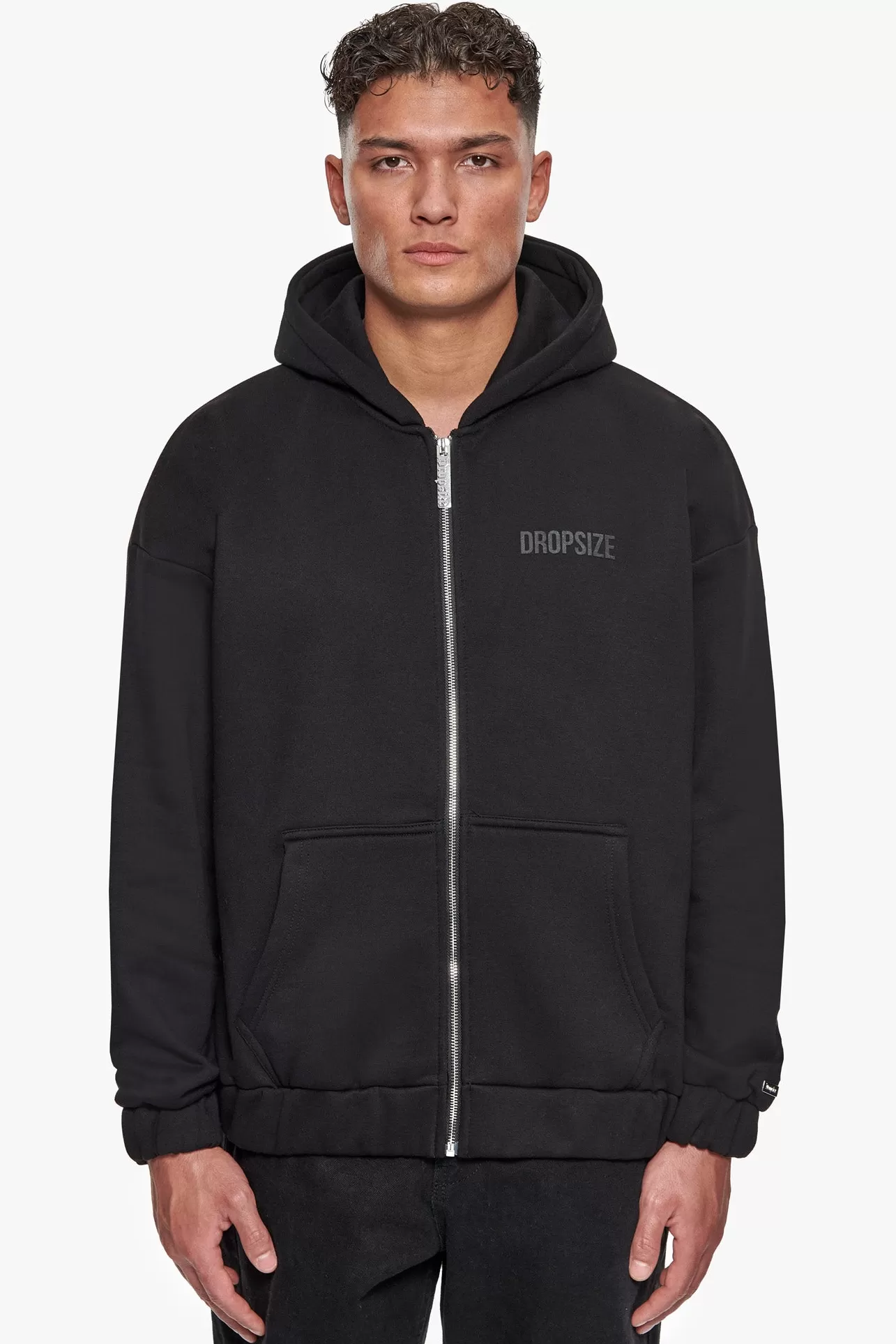 Dropsize SUPER HEAVY OVERSIZED HD PRINT ZIP HOODIE V2 BLACK* Zips