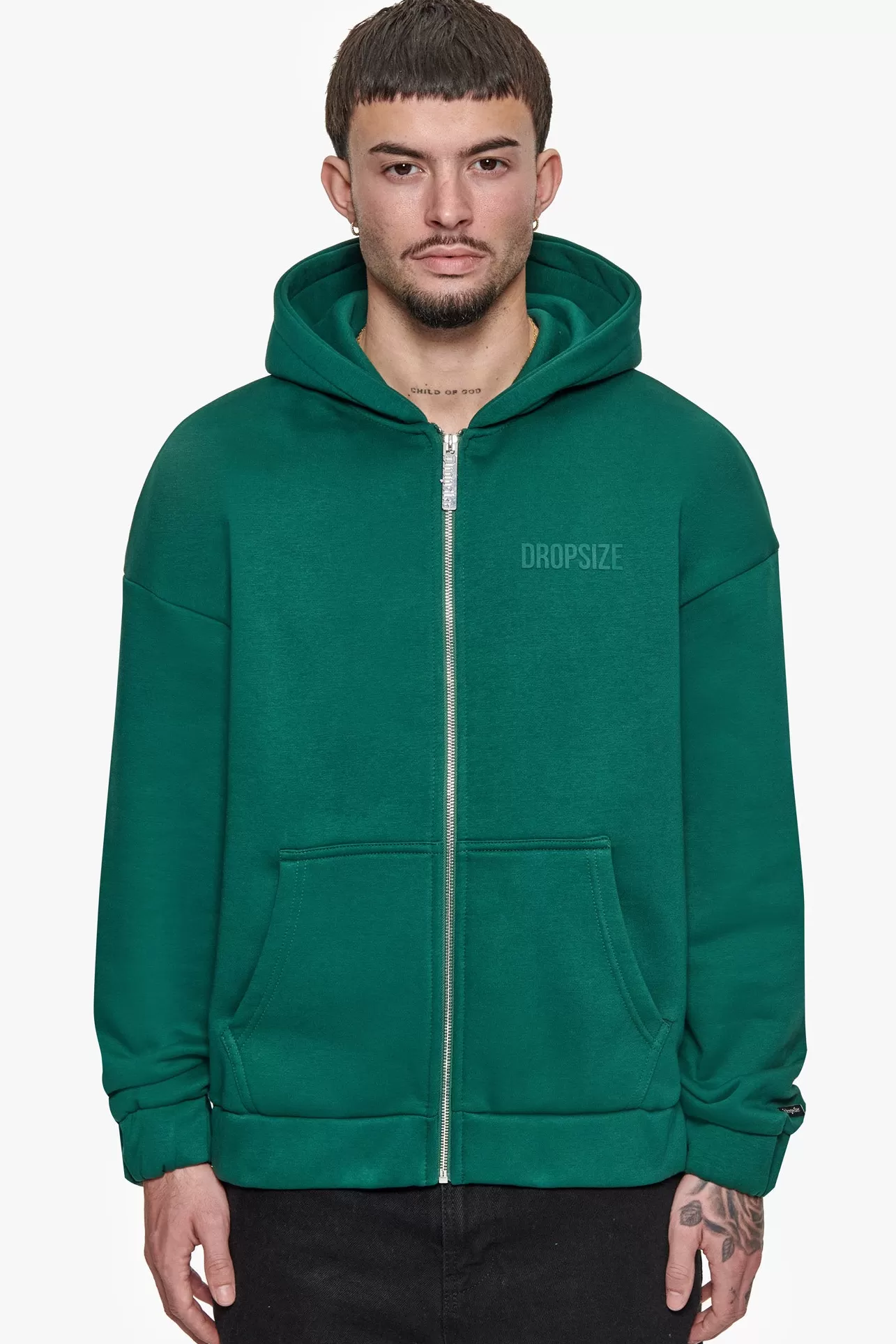 Dropsize SUPER HEAVY OVERSIZED HD PRINT ZIP HOODIE V2 GREEN* Zips