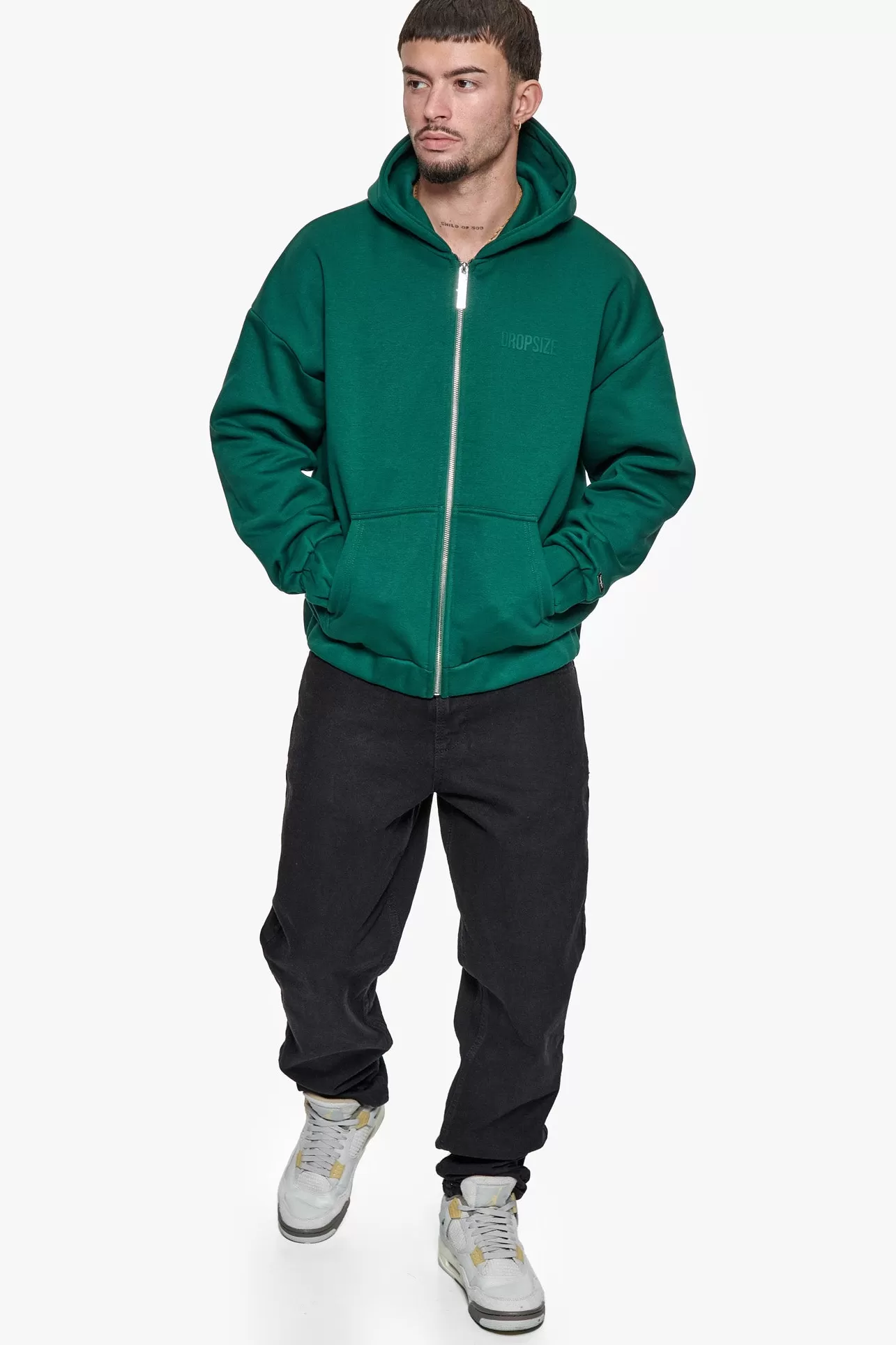Dropsize SUPER HEAVY OVERSIZED HD PRINT ZIP HOODIE V2 GREEN* Zips