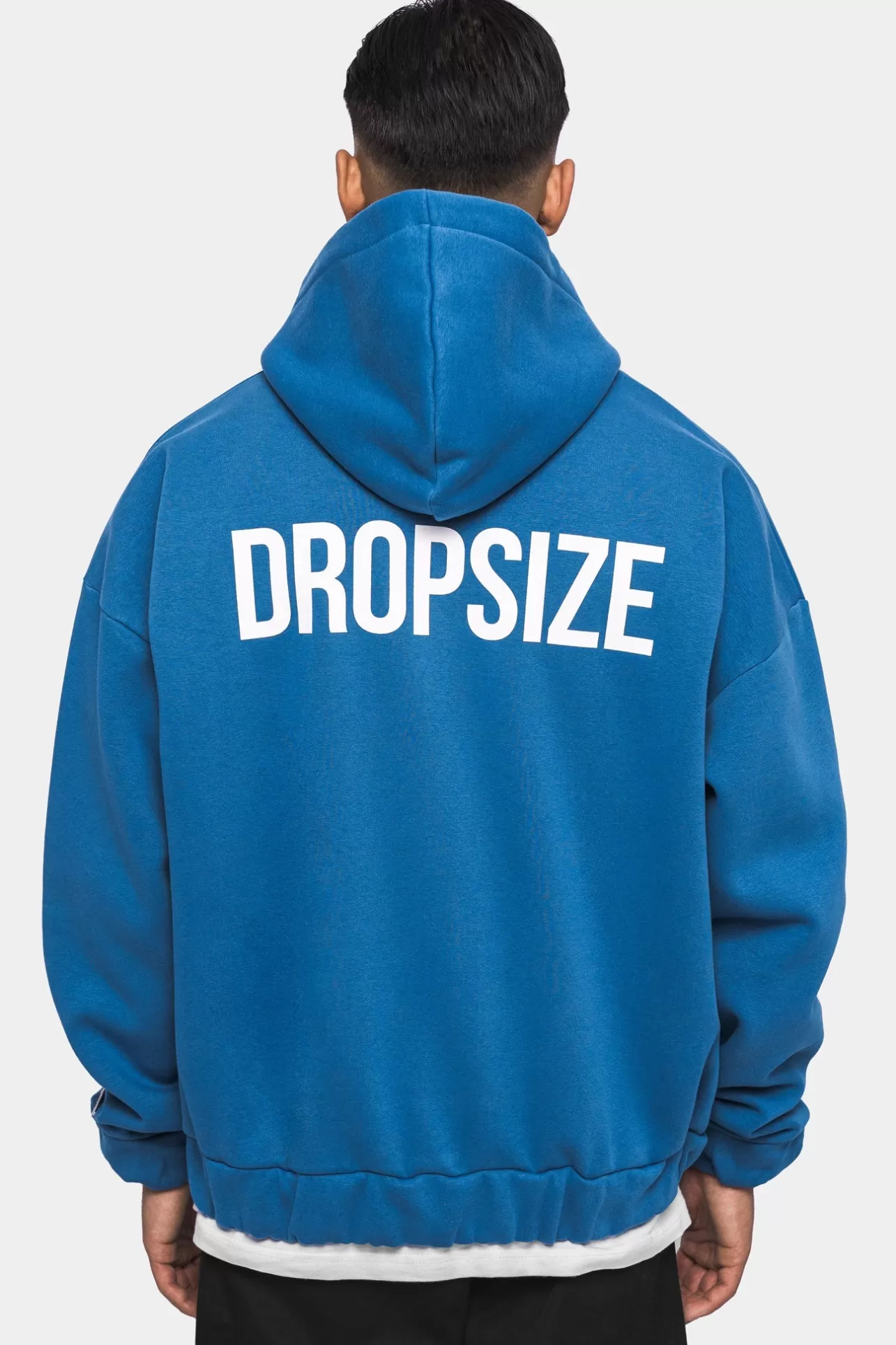 Dropsize SUPER HEAVY OVERSIZED HD PRINT ZIP HOODIE WASHED BLUE* Zips