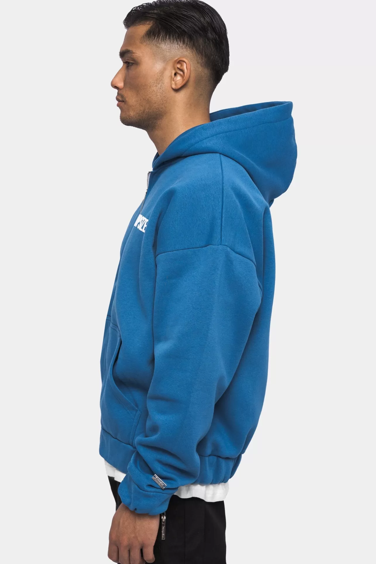 Dropsize SUPER HEAVY OVERSIZED HD PRINT ZIP HOODIE WASHED BLUE* Zips