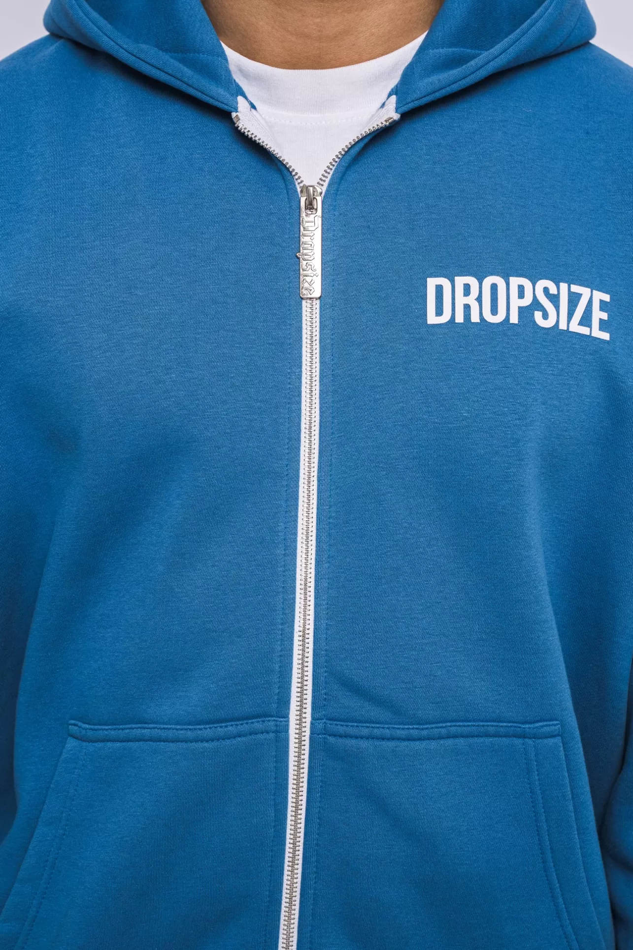 Dropsize SUPER HEAVY OVERSIZED HD PRINT ZIP HOODIE WASHED BLUE* Zips