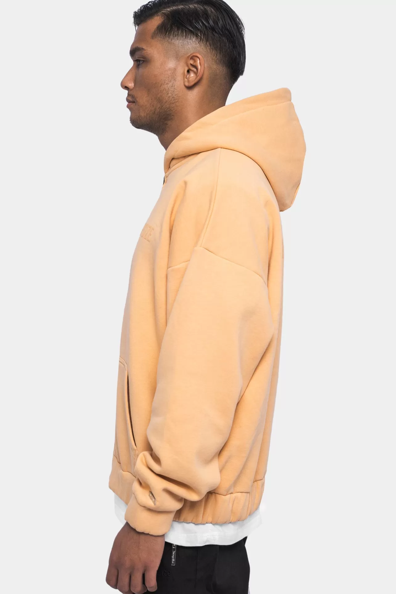 Dropsize SUPER HEAVY OVERSIZED HD PRINT ZIP HOODIE WASHED PEACH* Zips